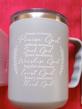 Brand New Insulated Faith Mug with Handle - Inspirational Scripture Design